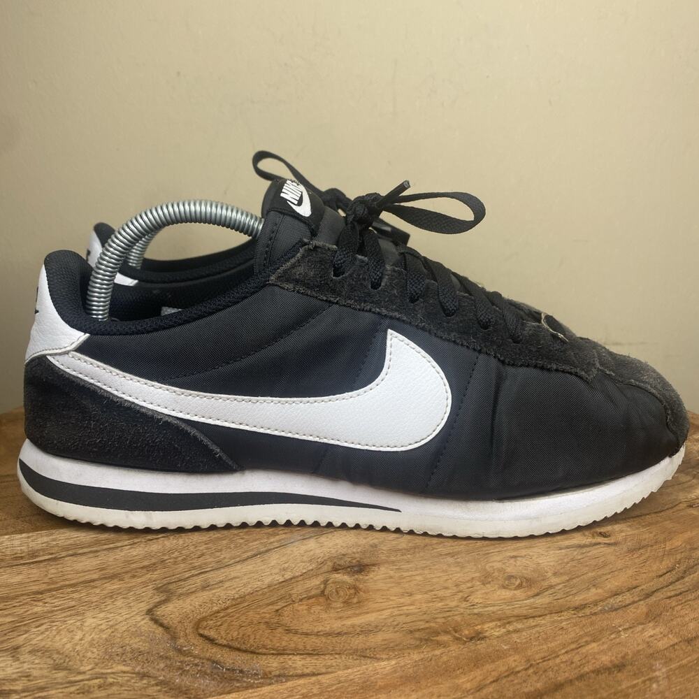 Nike Cortez Basic Nylon Obsidian Mens Black And White Size 11.5 Shoes Sneakers